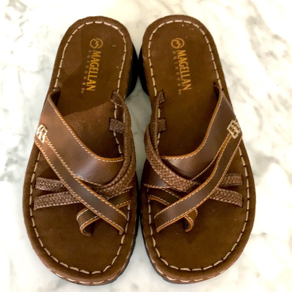 Magellan Brown Vegan Leather Sandals
